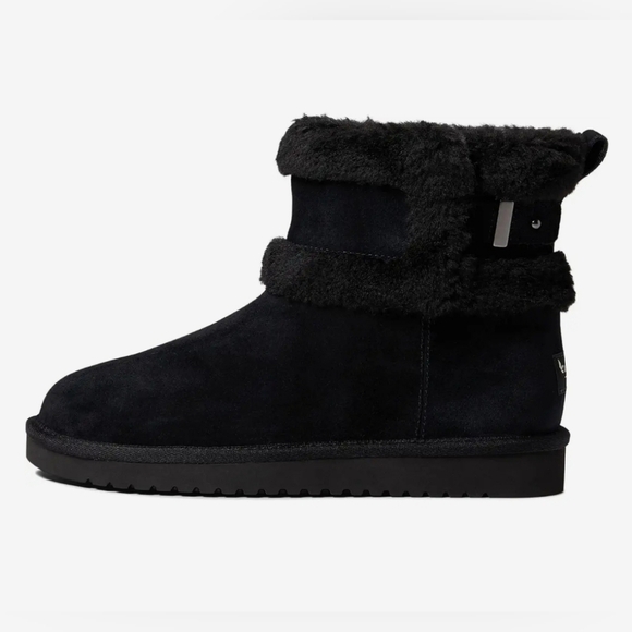 UGG Koolaburra Black Leather Sheepskin Lining Mid Calf Boots Size 7 - Picture 7 of 11